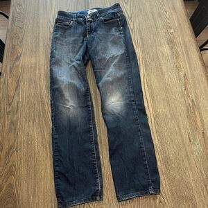 Paige Womens Hidden Hills Straight Jeans Mid-Rise Denim Dark Wash Blue Size 28